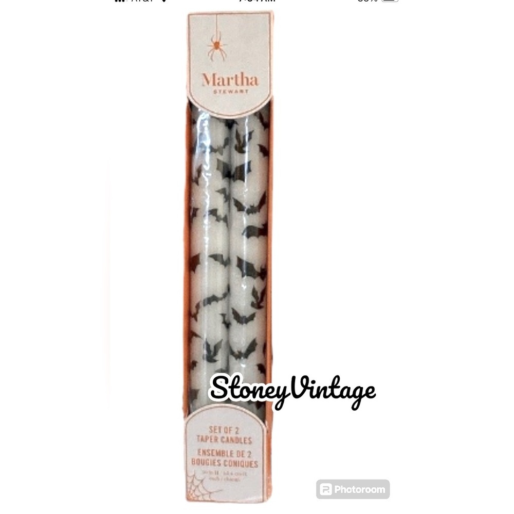 Martha Stewart Set of 2 Taper Candles Flying Bats, Halloween Edition